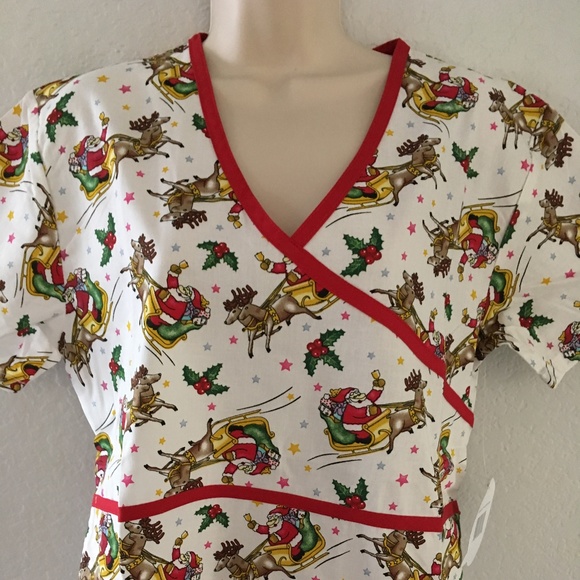 Peppermint Tops - Christmas Print Medical Scrub Top Peppermint Tops - Christmas Print Medical Scrub Top